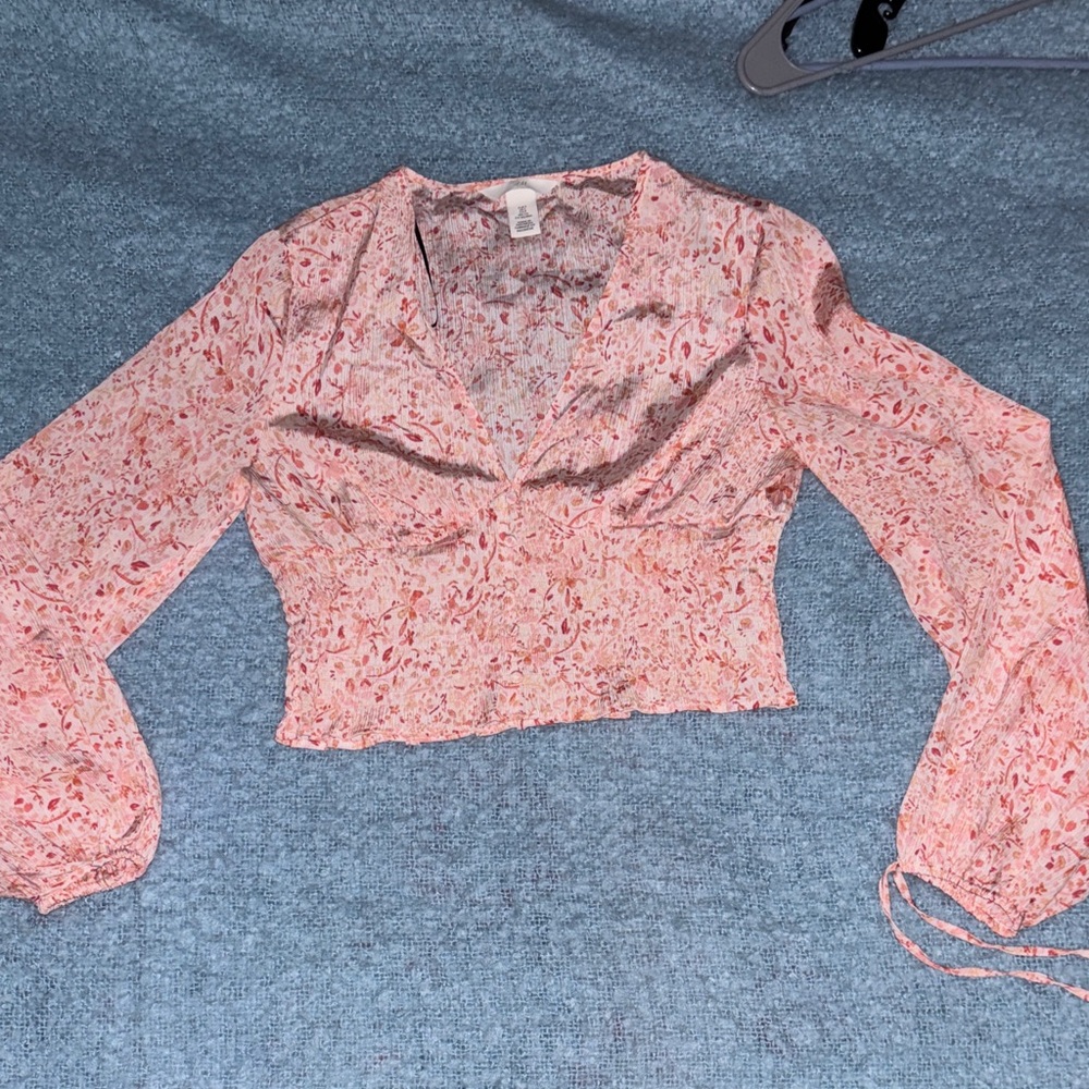 H&M Pink Floral Blouse size small